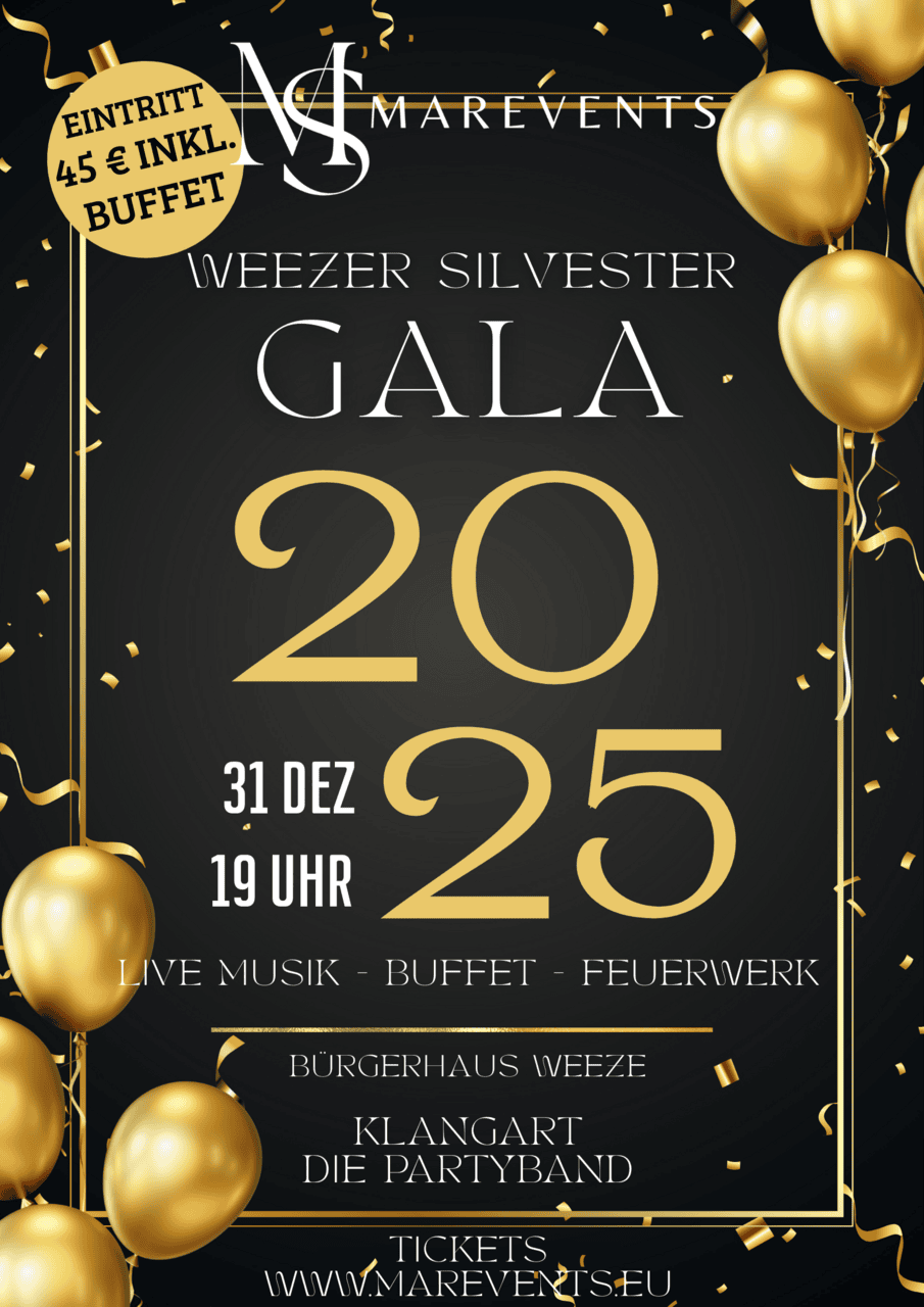 Veranstaltungsplakat der Weezer Silvester Gala 2025